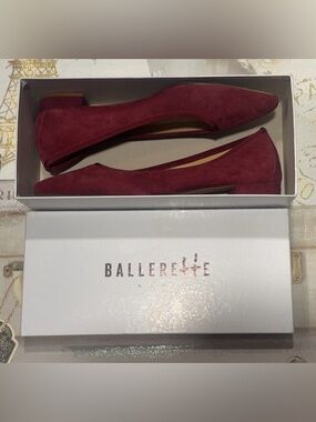BALLEREŁTE Pointed Toe, Plum Suede Ballet Flats Size 10/10.5 C Mario